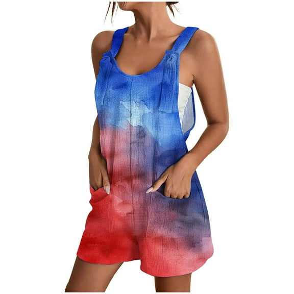 Mnyycxen Linen Jumpsuits for Women Casual Summer Scoop Neck Rompers Loose Sleeveless Strap Shorts Overalls with Pockets