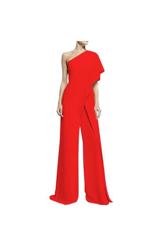 One Shoulder Jumpsuits for Women Dressy Evening Cocktail Party Wedding Guest Plus Size Belted Romper