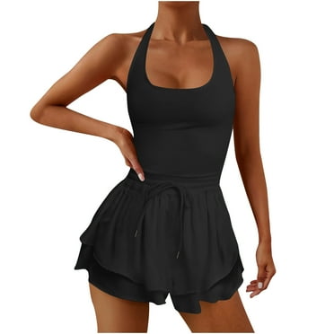 Mnyycxen Women Athletic Spaghetti Strap Exercise Romper Running Onesie Workout Playsuits One Piece Tennis Gym Yoga Clothes