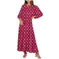 thumbnail image 1 of Mnyycxen Women Boho Fashion Printed Maxi Dresses V Neck Long Sleeve Tie Beach Dress Smocked Layer Flowy Dresses, 1 of 6