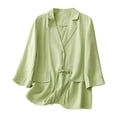 thumbnail image 1 of Mnyycxen Women Cotton Linen Button Down Blazer Long Sleeve Lapel Solid Suit Jackets Lightweight Casual Coats with Pockets, 1 of 7