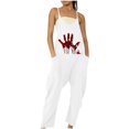 Mnyycxen Women Halloween Graphic Printed Jumpsuits Spaghetti Strap