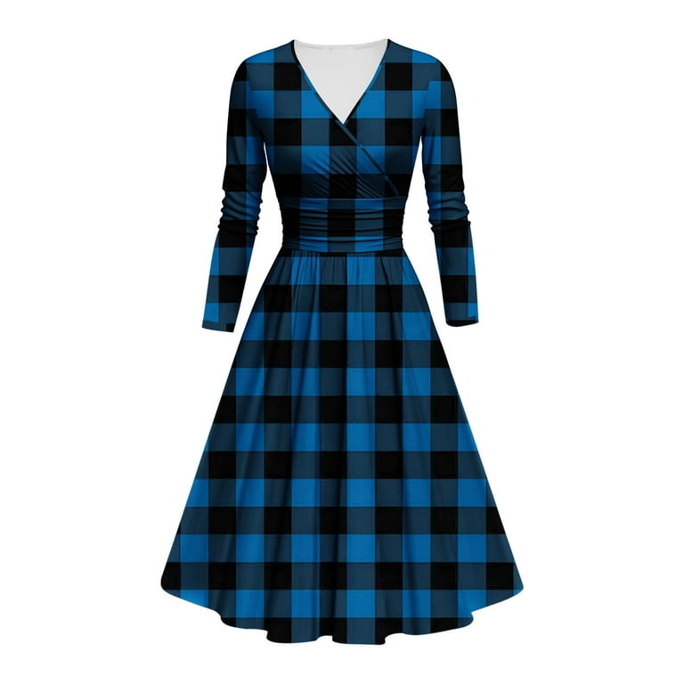 Plaid flowy dress sale
