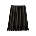 thumbnail image 1 of Mnyycxen Women Solid Color Trim Lace Half Skirts Pleated A-line Layering Underskirt Causel Loose Knee Length Midi Skirt, 1 of 3