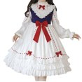 thumbnail image 1 of Mnyycxen Women Sweet Lolita Dress Victorian Long Sleeve Princess Dress Layered Kawaii A-line Dress with Bow, 1 of 3