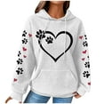 thumbnail image 1 of Mnyycxen Women Waffle Hoodies Cute Dog Paw Pattern Printed Long Sleeve Pullover Drawstring Kangaroo Pocket Sweatshirt, 1 of 3