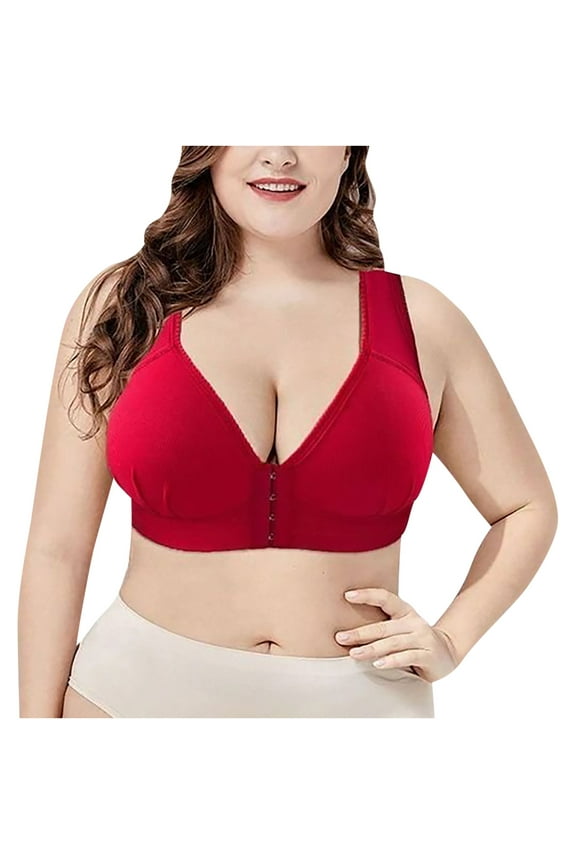 Women Wire Free Bras Front Closure Thick Shoulder Straps Push Up Bra Stretchable Convertible Bra Sport Bras