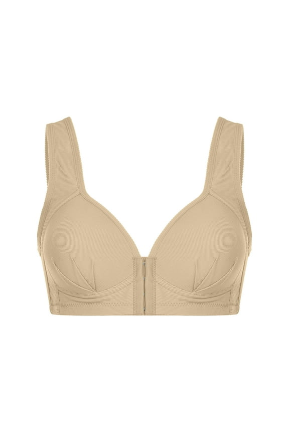 Women Wire Free Bras Front Closure Thick Shoulder Straps Push Up Bra Stretchable Convertible Bra Sport Bras