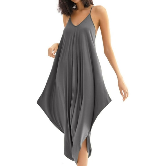 Mnyycxen Women's Baggy Harem Jumpsuit Adjustable Spaghetti Strap Sleeveless Playsuits Causel Vacation Beach Overall