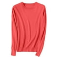 thumbnail image 1 of Mnyycxen Women's Cotton Classic-Fit Sweaters Long-Sleeve Crewneck Solid Color Pullover Soft Lightweight Knitted Sweater, 1 of 5