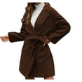 thumbnail image 1 of Mnyycxen Women's Double Face Wool Wrap Trench Coat Open Front Knit Lapel Cardigan Long Sleeve Tie Belt Overcoats, 1 of 7