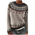 thumbnail image 1 of Mnyycxen Women's Knitted Fair Isle Print Retro Sweater Crewneck Long Sleeve Pullover Tops Casual Loose Tops, 1 of 5