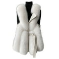 thumbnail image 1 of Mnyycxen Women's Leather Patchwork Faux Fur Vests Sleeveless Solid Furry Outerwear Elegant Exquisite Coats with Belt, 1 of 3