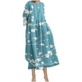 thumbnail image 1 of Mnyycxen Women's Personalized Printed Dresses Long Sleeve Round Neck Pockets Midi Dress Pleated Causel Dresses, 1 of 6