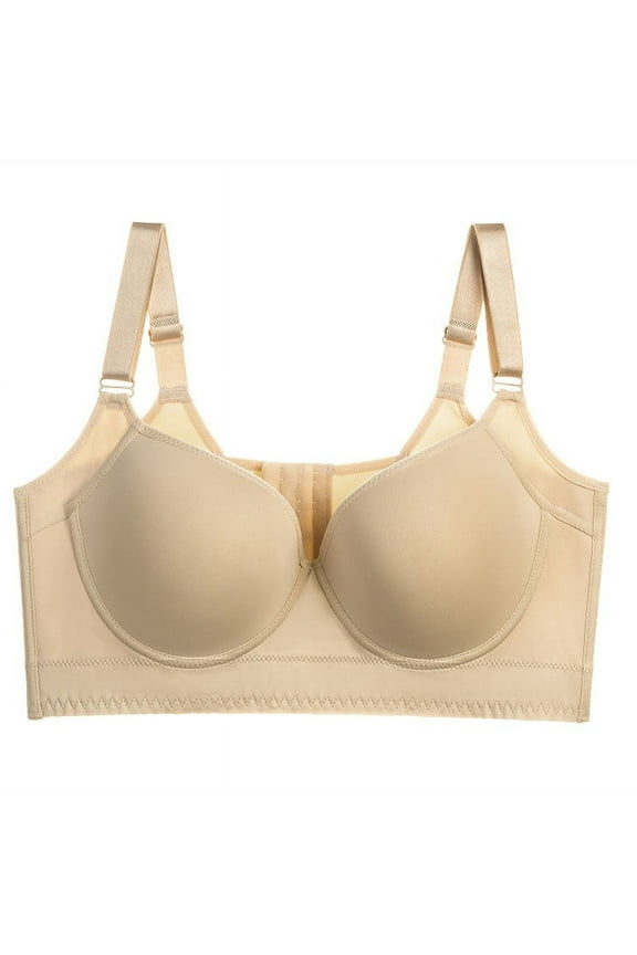 Women's Push Up Bra Full-Coverage Adjustable Shoulder Strap Underwire Bra High Support Hide Back Fat Bra