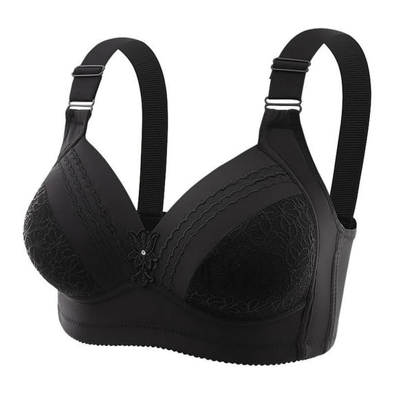 Mnyycxen Women's Push Up Wireless Bra Jacquard Full Coverage Bras Lift & Support Comfort Hide Side Fat Bra