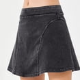thumbnail image 1 of Mnyycxen Women's Stretchy Ruffle Denim Skort Low-Rise A Line Mini Skirts Casual Jean Skirt with Shorts Underneath, 1 of 4