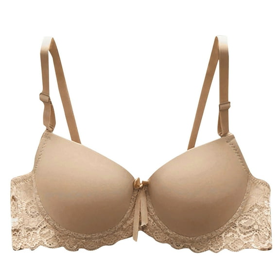 Mnyycxen Women's Wired Gentle Pushup Push Up Bra Demi Cup Adjustable Straps Bra Crossover Breathable Bra