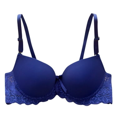Mnyycxen Women's Wired Gentle Pushup Push Up Bra Demi Cup Adjustable Straps Bra Crossover Breathable Bra