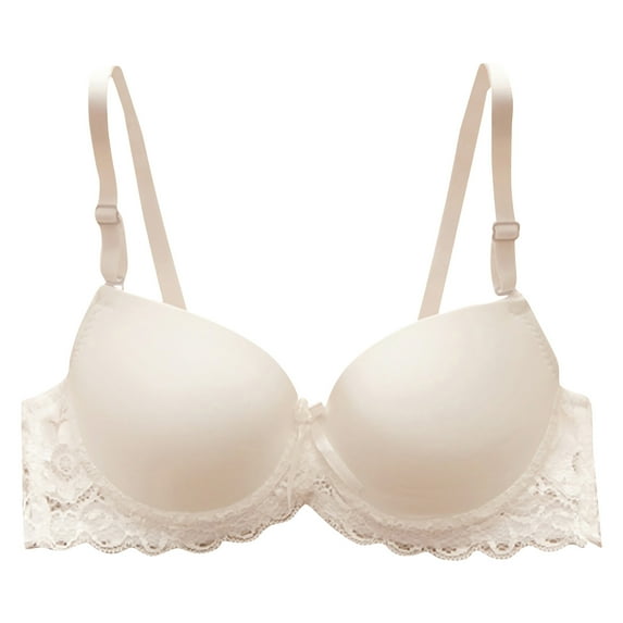 Mnyycxen Women's Wired Gentle Pushup Push Up Bra Demi Cup Adjustable Straps Bra Crossover Breathable Bra