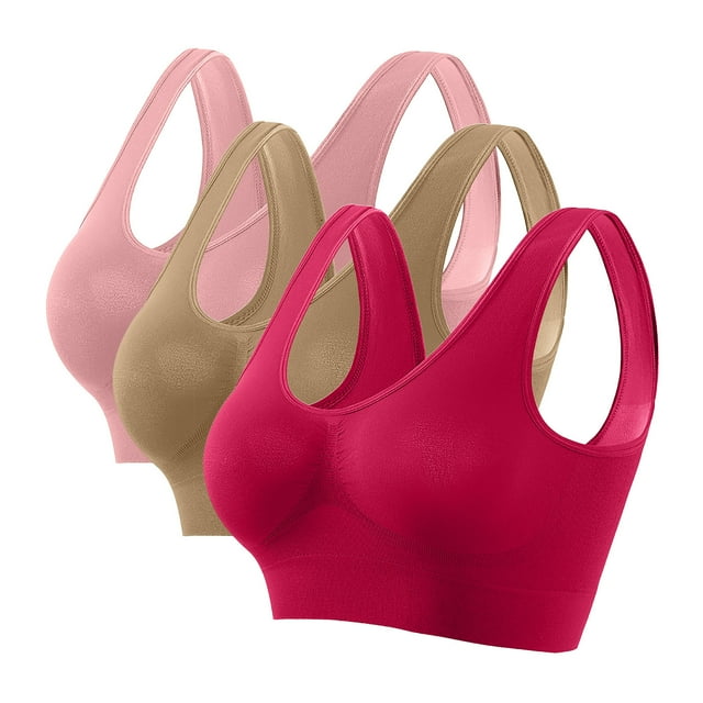Mnyycxen Women's Wireless 3 Pack Bralettes Full Coverage SeamlessComfort Bras Ultra-thin Breathable Pull Up Bra