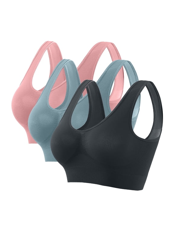 Women's Wireless 3 Pack Bralettes Full Coverage SeamlessComfort Bras Ultra-thin Breathable Pull Up Bra