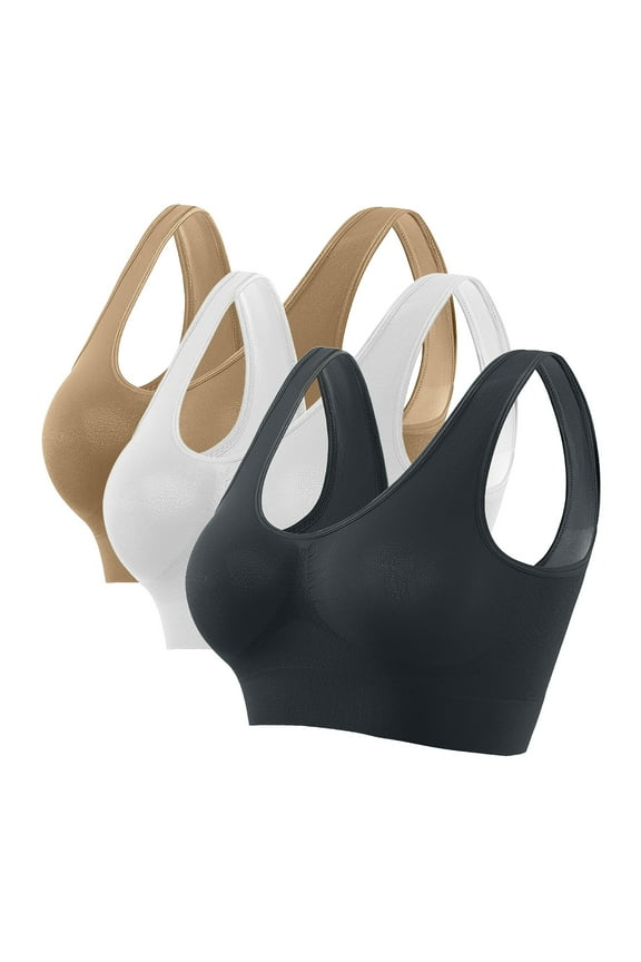 Women's Wireless 3 Pack Bralettes Full Coverage SeamlessComfort Bras Ultra-thin Breathable Pull Up Bra