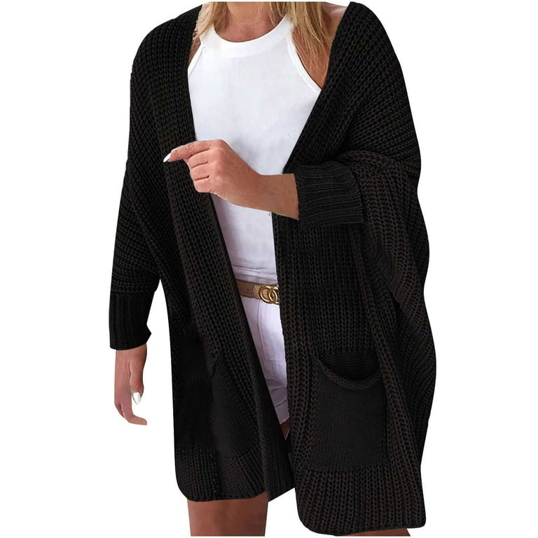 Patch Pocket Plain Batwing Sleeve Cardigans Patch Pocket Plain Batwing Sleeve Cardigans