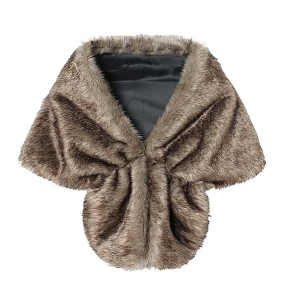 Mnyycxen Womens Faux Fur Classic Collar Shawl Faux Fur Scarf Wrap Evening Shawl for Coat for Winter Coat