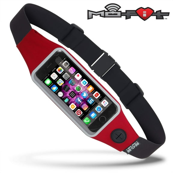 Mo-Fit Waist Pack / Running Belt for iPhone, Android and most Smartphones | Racing Red