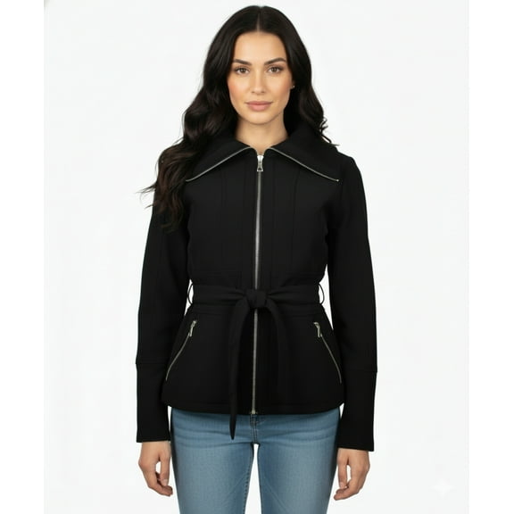 Mo-Ka Soft Shell Zip Coat with Ribbed Collar