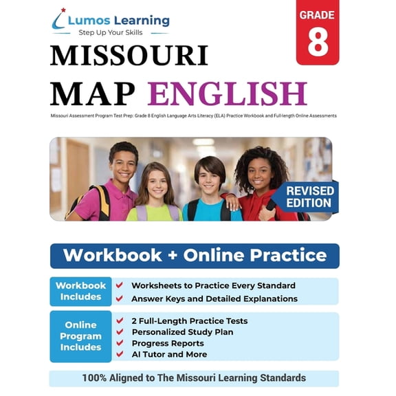 Mo Map by Lumos Learning Missouri Assessment Program Test Prep: Grade 8 English Language Arts Literacy (ELA) Practice Workbook and Full-length On, Book 12, (Paperback)