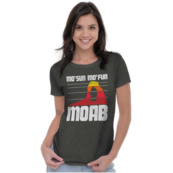 Mo Sun Mo Fun Moab Utah Beehive State Womens Slim Fit Graphic Tee Brisco Brands L