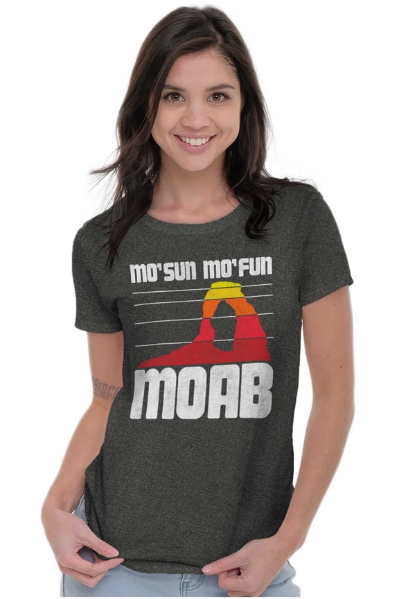 Mo Sun Mo Fun Moab Utah Beehive State Womens Slim Fit Graphic Tee Brisco Brands M