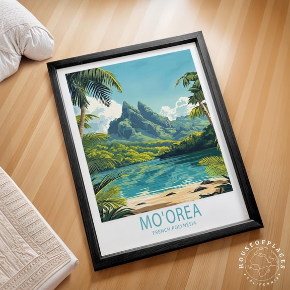 Mo'orea French Polynesia Travel Wall Art, Unframed Canvas 12x16in