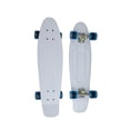 thumbnail image 1 of MoBoard Classic 27" Skateboard | Pro and Beginner | 27 inch Vintage Style with Interchangeable Wheels, Enhanced Bearings | Portable, Lightweight | Durable Rails, Metal Truck. (White - Clear Blue), 1 of 2