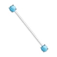 thumbnail image 1 of MoBody 14G Round Turquoise Prong Set Ends Industrial Barbell Earring Surgical Steel 38mm Ear Cartilage Piercing Bar (Silver-Tone), 1 of 3