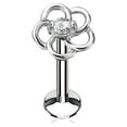 thumbnail image 1 of MoBody 16G CZ Centered Hollow Flower Top Labret Piercing Surgical Steel Internally Threaded Monroe Lip Ring Helix Earring (Silver-Tone Clear CZ, 8), 1 of 1