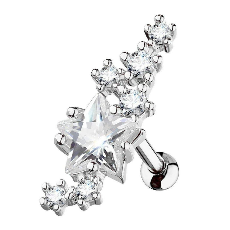 MoBody 16G Lined Cluster CZ Stars Large Star Center Tragus