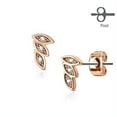 thumbnail image 1 of MoBody One Pair of Womens Rose Gold Color Stainless Steel Post CZ Inlaid 3 Leaves Fashion Stud Earrings, 1 of 1