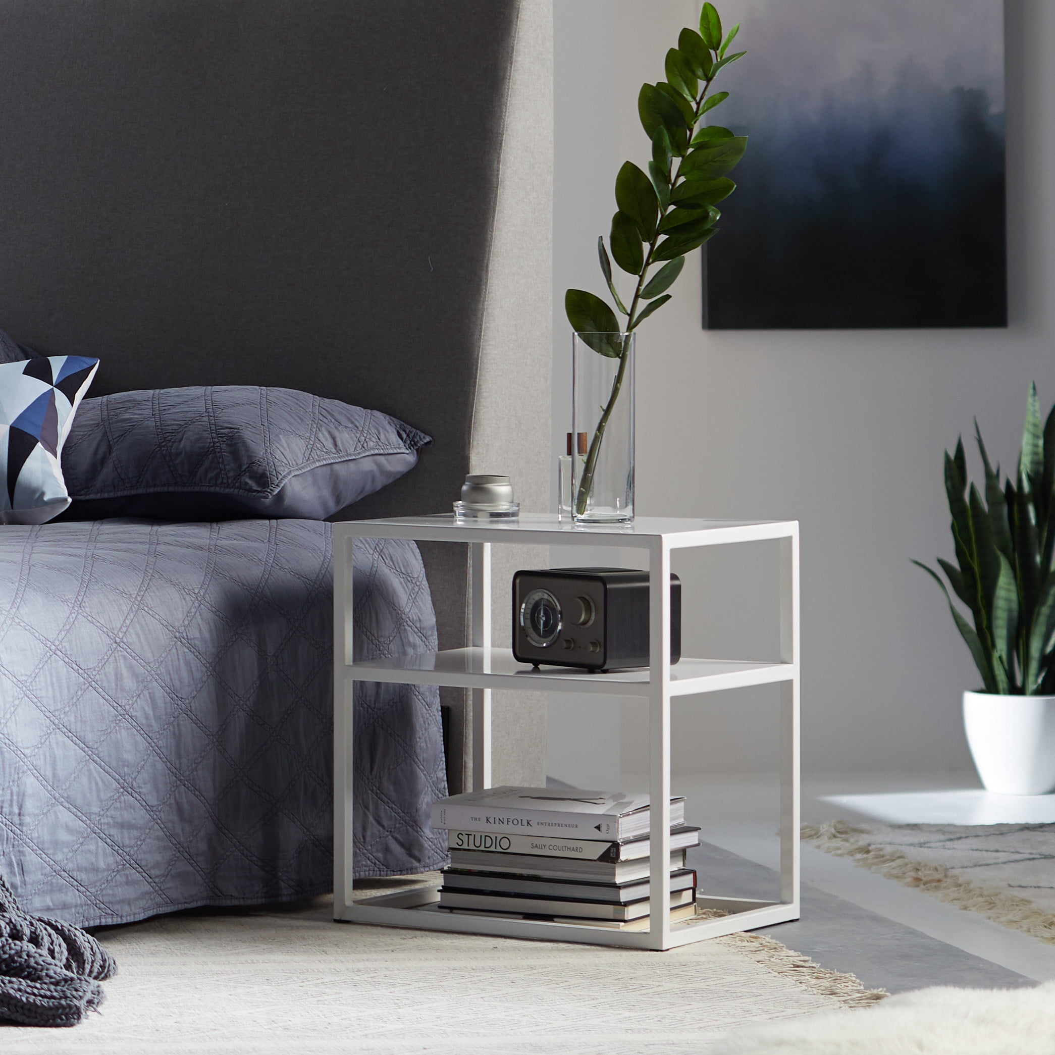 MoDRN Freya Open Metal Frame Nightstand, White