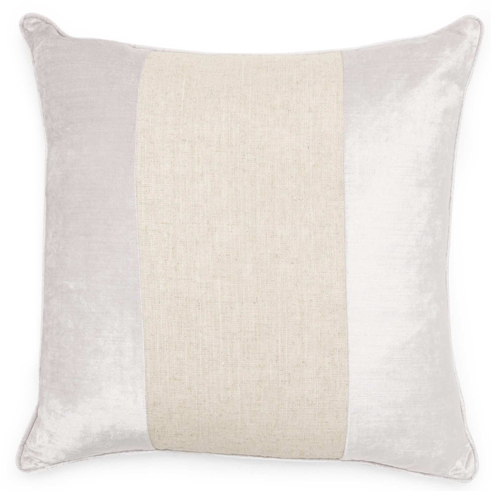 MoDRN Glam Striped Linen and Velvet Decorative Throw Pillow, 20" x 20" - image 1 of 5