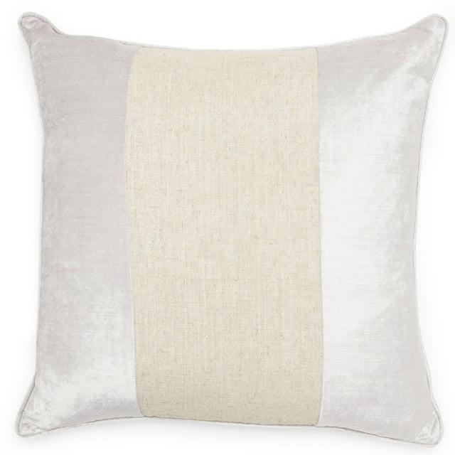 MoDRN Glam Striped Linen and Velvet Decorative Throw Pillow, 20" x 20"