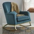 thumbnail interactive-video image 1 of MoDRN Glam Velvet Rocking Chair with Lumbar Pillow, Teal/Satin Brass, 1 of 12