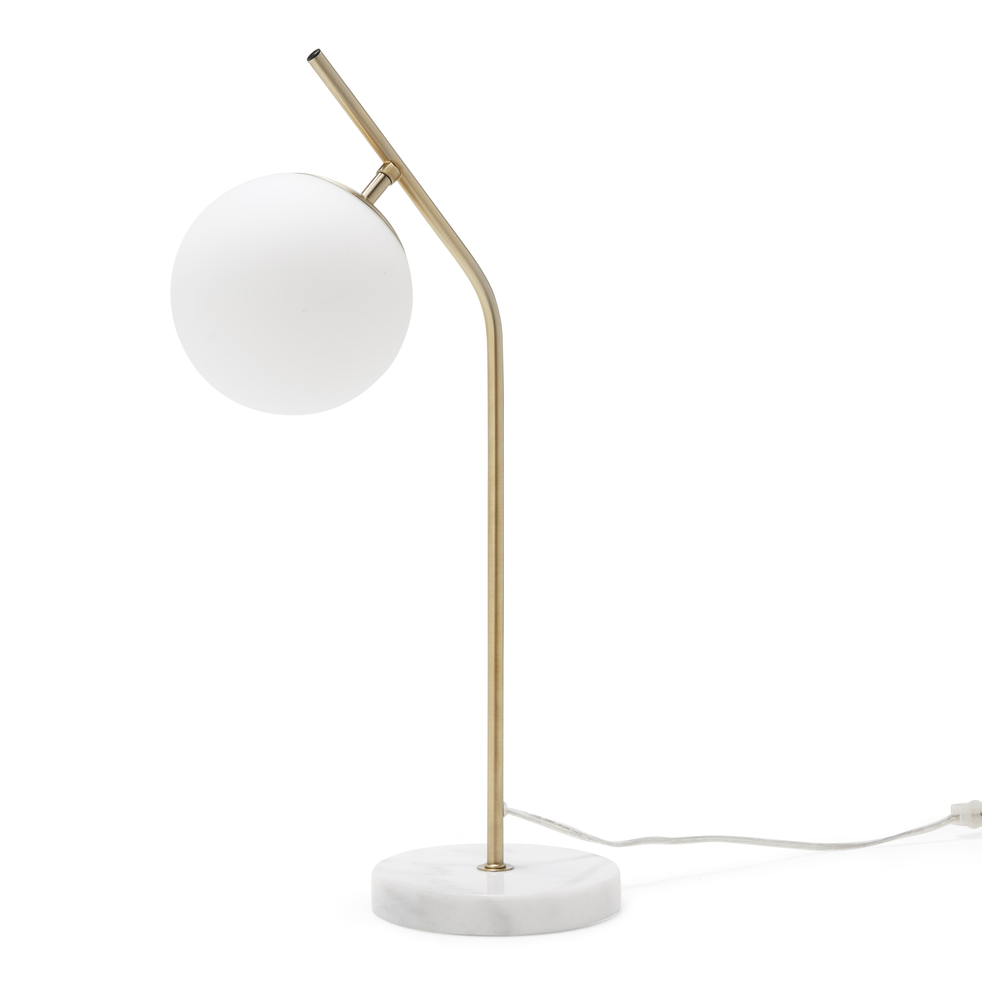 MoDRN Glam White and Antique Brass Marble Desk Lamp, LED Bulb Included - image 1 of 5