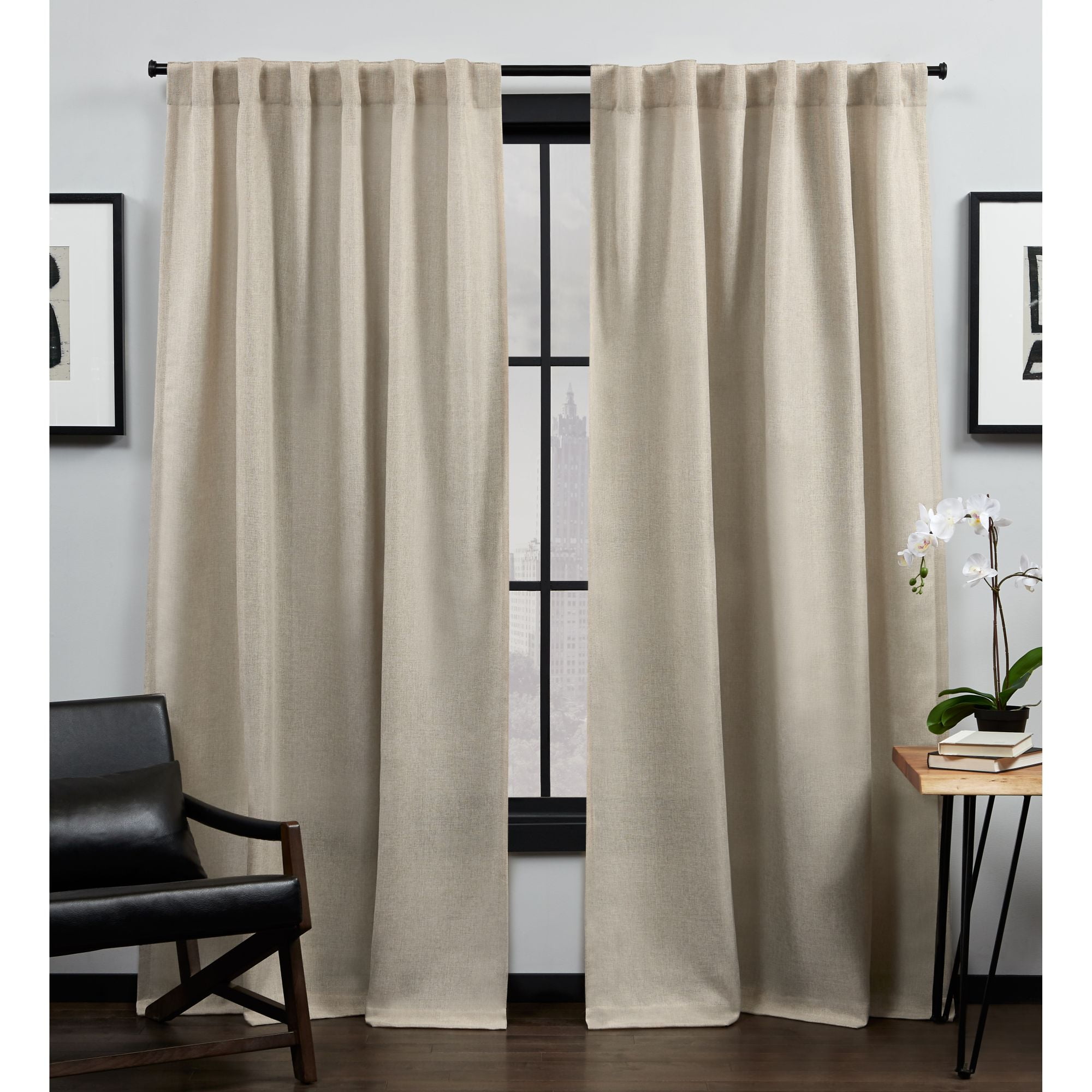 MoDRN Industrial Basketweave Curtain Pair Set of 2