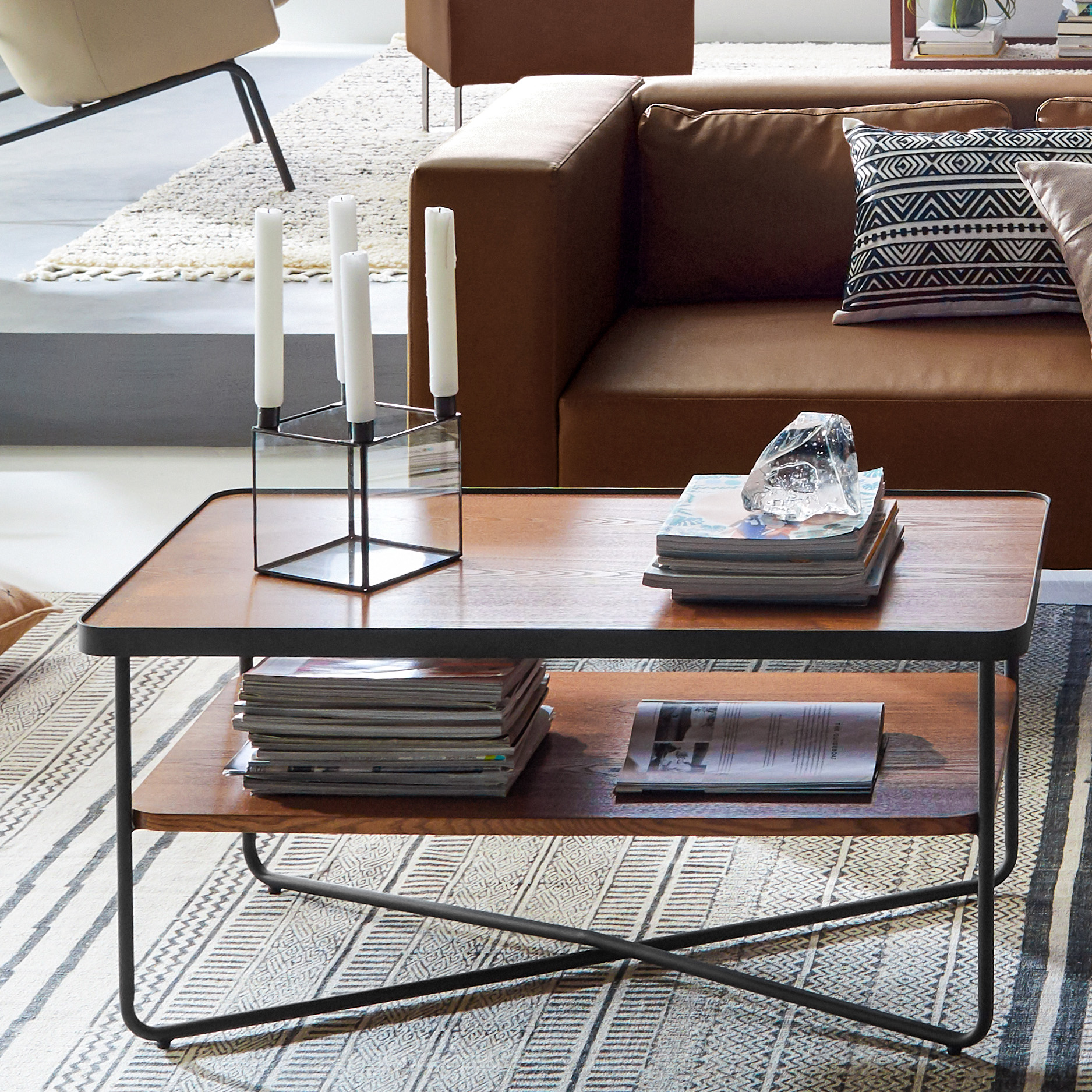 MoDRN Industrial Callen Coffee Table - Walnut and Charcoal Gray - image 1 of 12