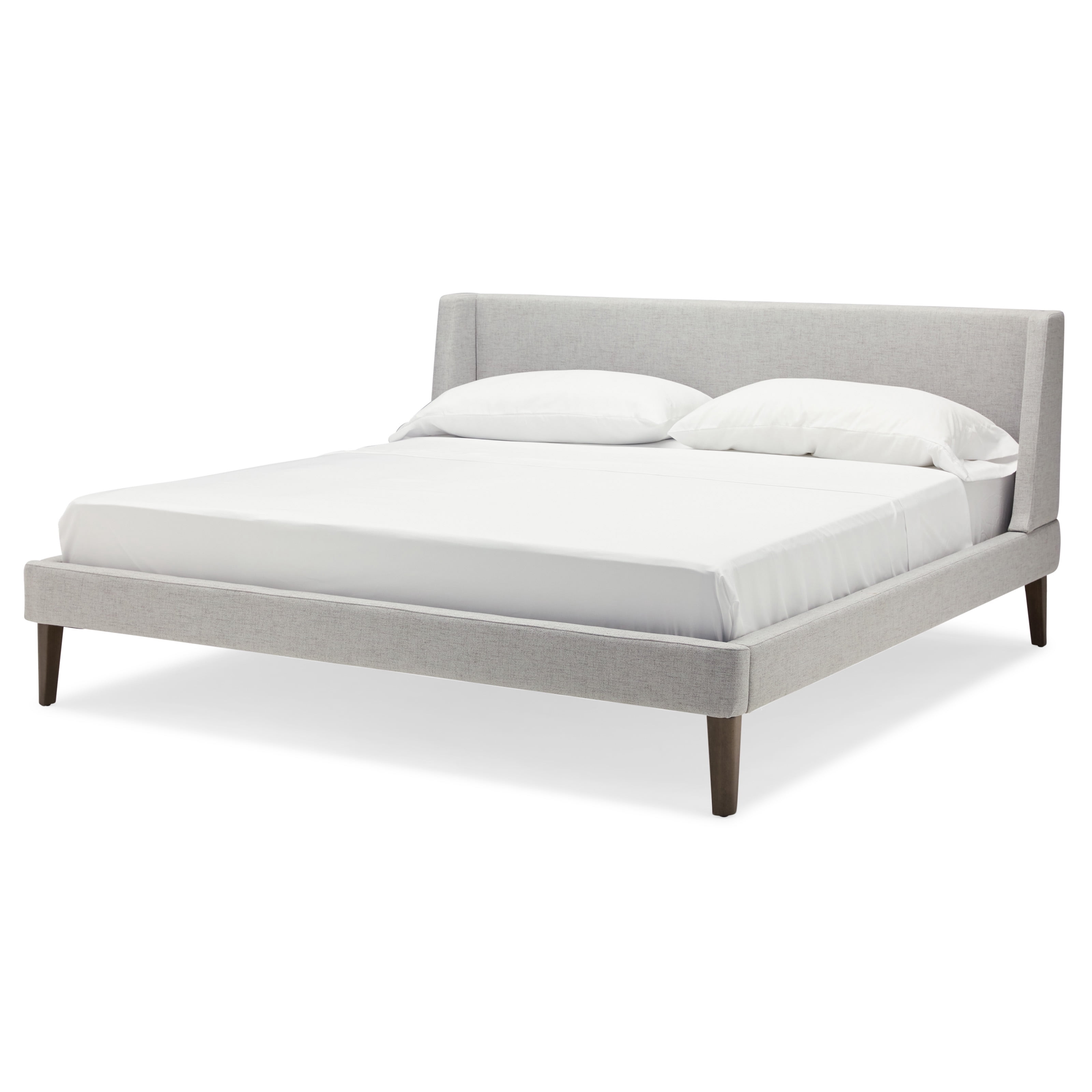 MoDRN Mid-Century  Martin Platform Bed, Light Gray, Queen