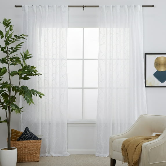 MoDRN Neo Luxury Embroidered Geo Curtain Panel Pair