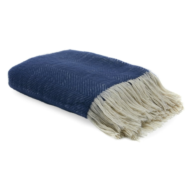MoDRN Wool Raised Decorative Throw Blanket Navy 50